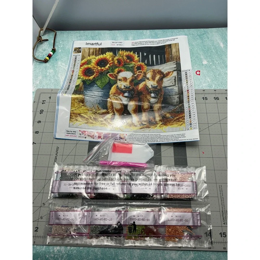 Diamond Painting Kit Calves Sunflowers DIY Craft‎ Project 30x30cm New
